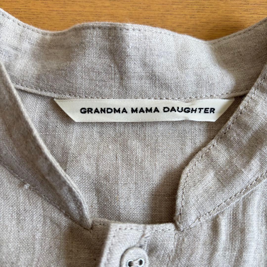 GRANDMA MAMA DAUGHTER スタンドカラーリネンワンピース