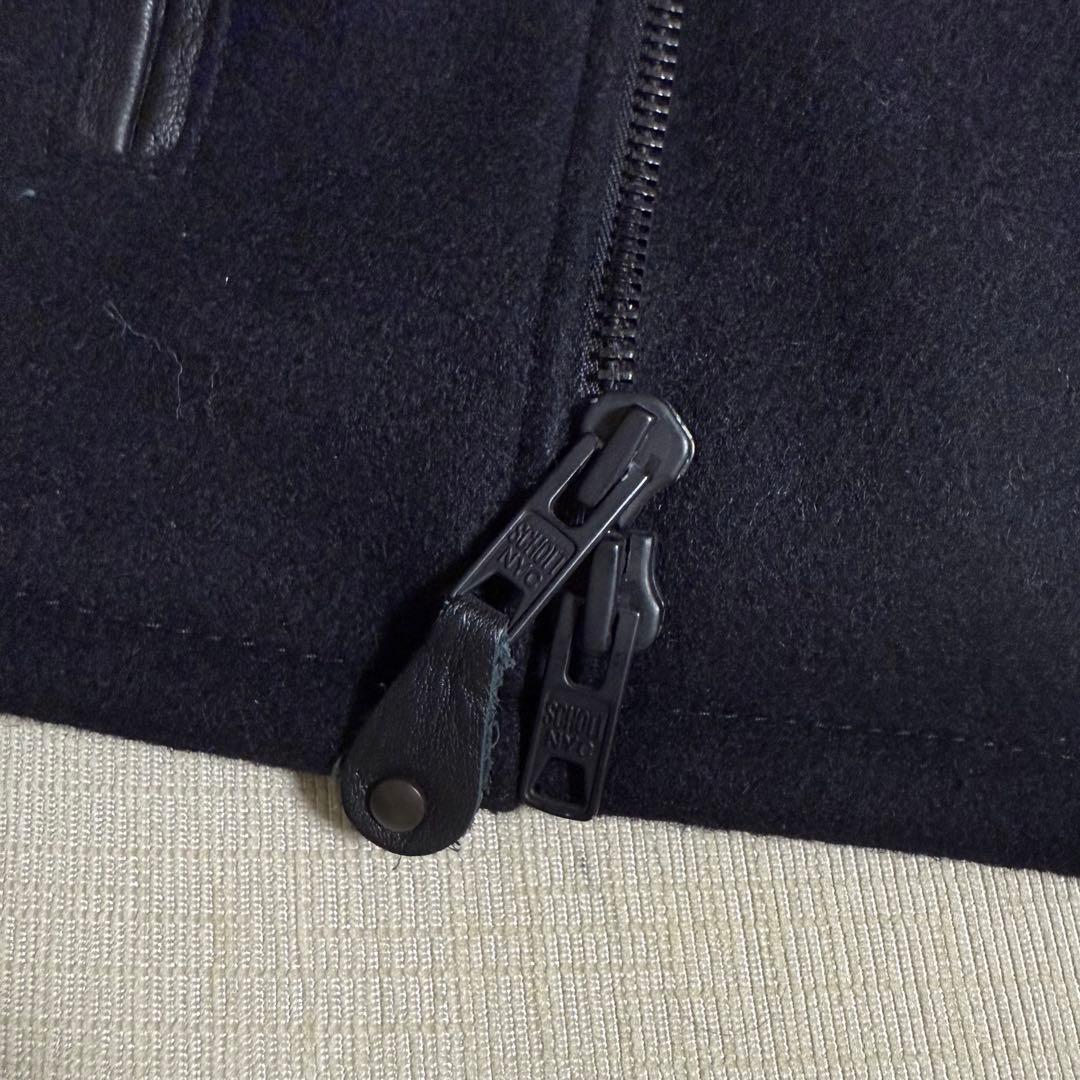 美品　Schott ブラック ウールコート　やぎ革　ウール　s ブラック