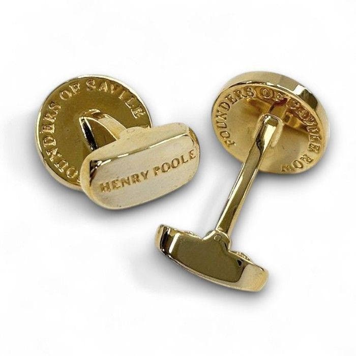 ヘンリープール 英国製 刻印入り カフリンクス カフスボタン スウィヴル式 金