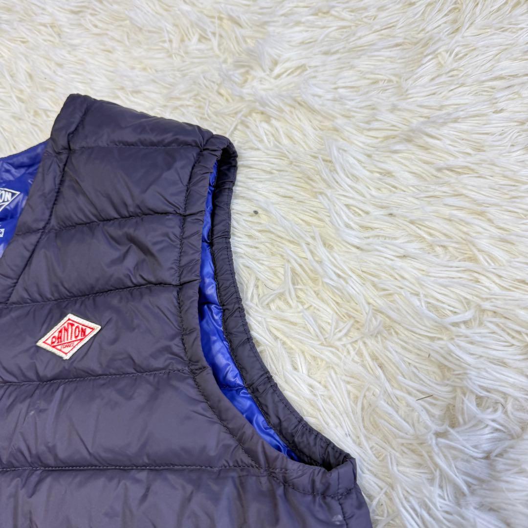 【ダントン】美品 ダウンベスト ネイビー 38サイズ レディース ロゴ