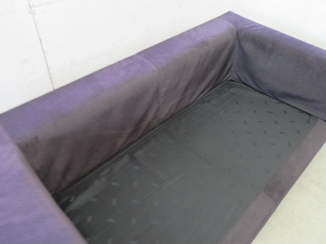 美品■カッシーナ■BOX2人掛けワイドソファ■名作■フェザー■ナス紺■69.6万