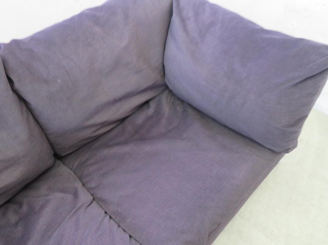 美品■カッシーナ■BOX2人掛けワイドソファ■名作■フェザー■ナス紺■69.6万