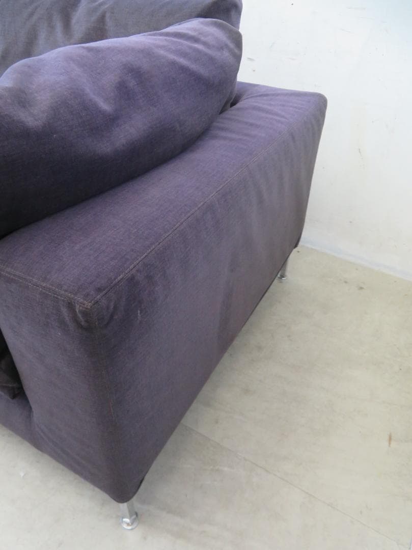 美品■カッシーナ■BOX2人掛けワイドソファ■名作■フェザー■ナス紺■69.6万