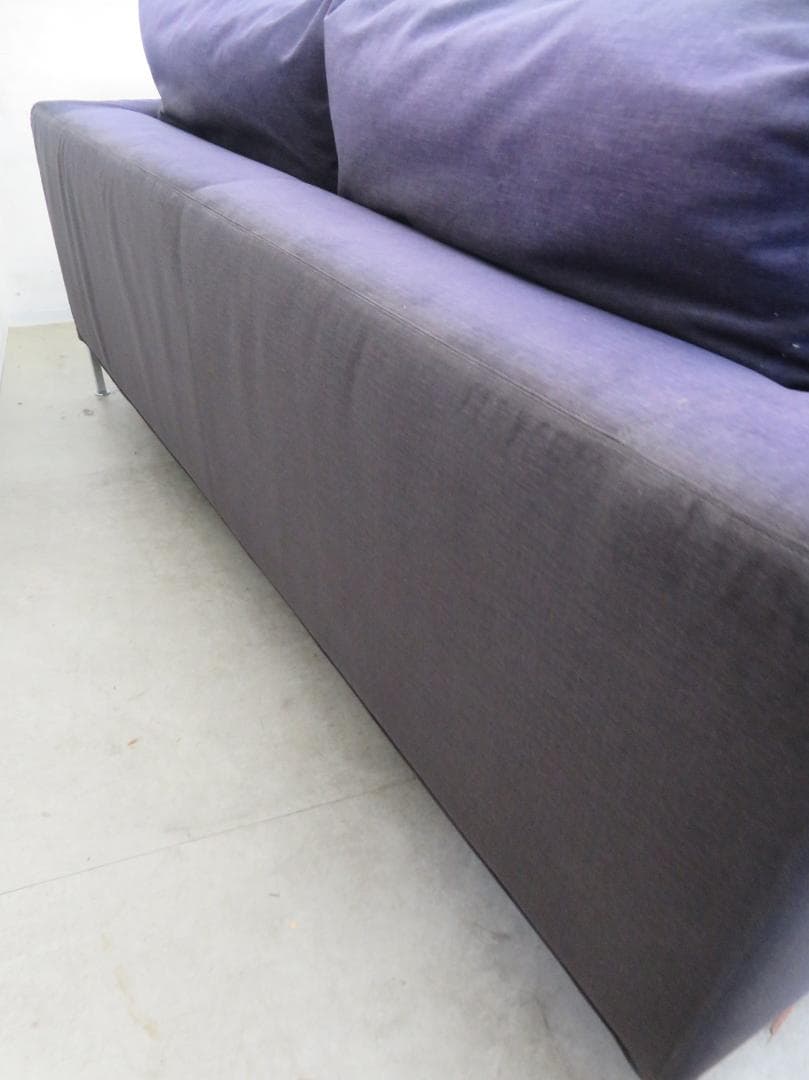 美品■カッシーナ■BOX2人掛けワイドソファ■名作■フェザー■ナス紺■69.6万