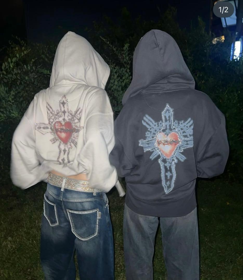 トップス SCULPTOR Beaded Saint Hoodie Charcoal