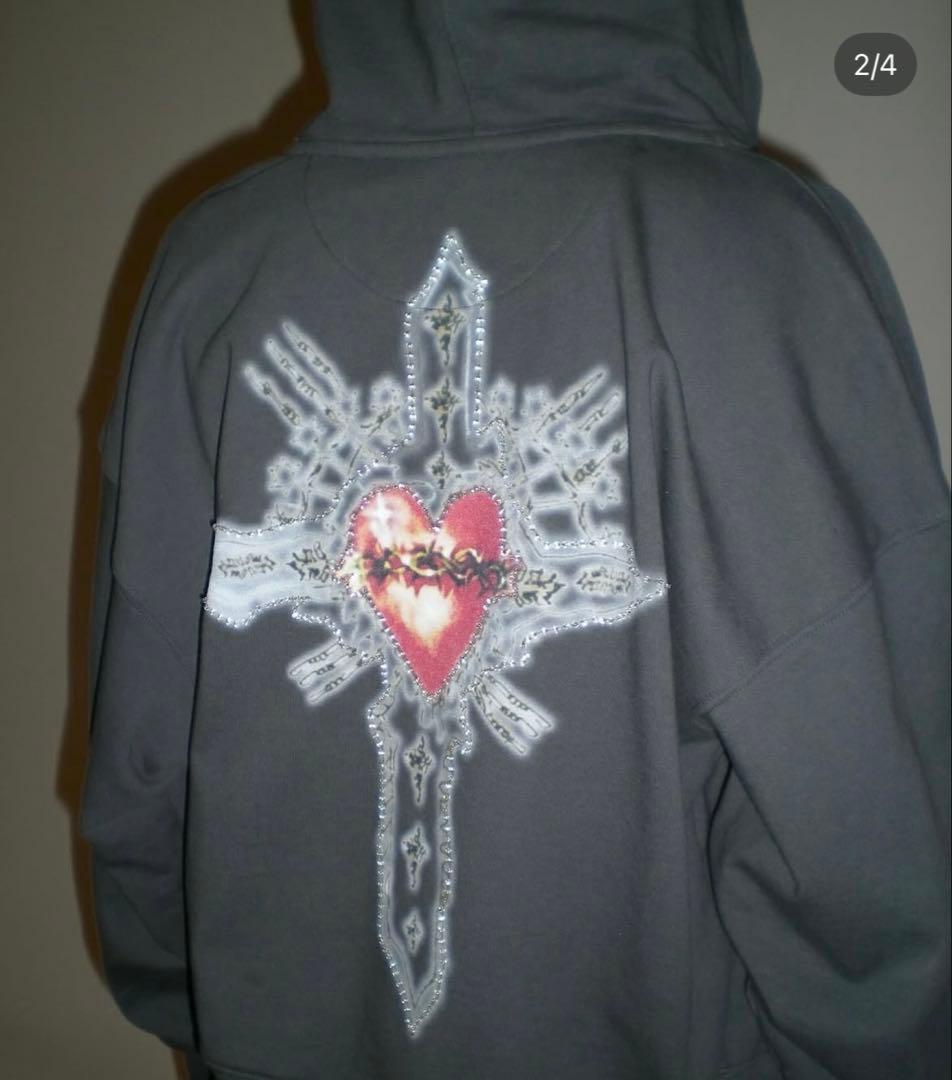 トップス SCULPTOR Beaded Saint Hoodie Charcoal