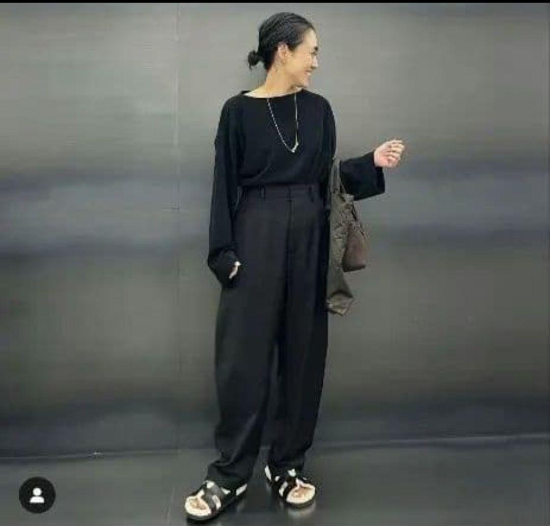 ＜LOEFF（ロエフ）＞ コットン パイル カットソー　黒　ブラック　金子綾