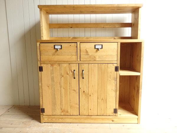 サイズ、デザインオーダー可！２引出観音扉キャビネット●ナチュラルブラウン受注製作