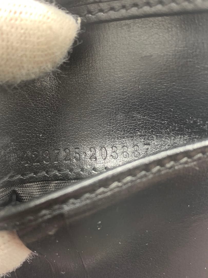 GUCCI✨グッチ 二つ折り財布 ドリアン シマレザー GG柄 ブラック P55