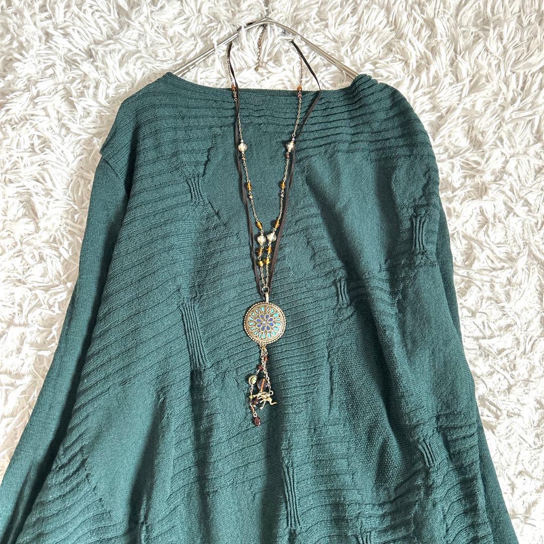 美品⁂センソユニコ⁂ロングニットチュニック　プルオーバー　ドット　サークル　凹凸