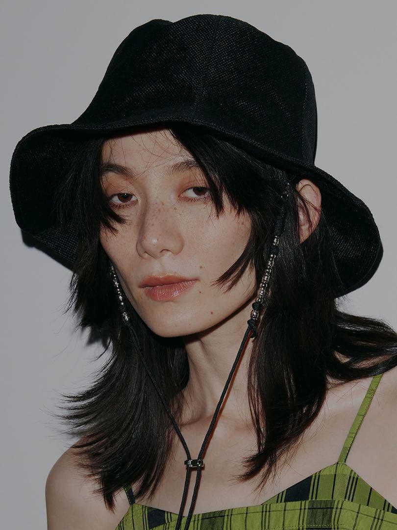 帽子 MEDI BEADS STRING STRAW HAT