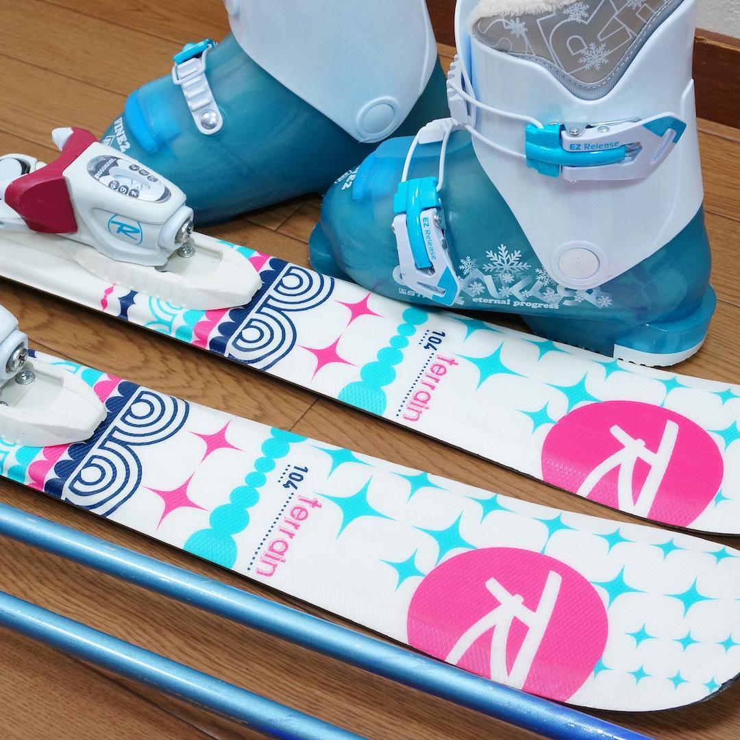 メンテ済 104cm 靴18cm ROSSIGNOL スキーセット