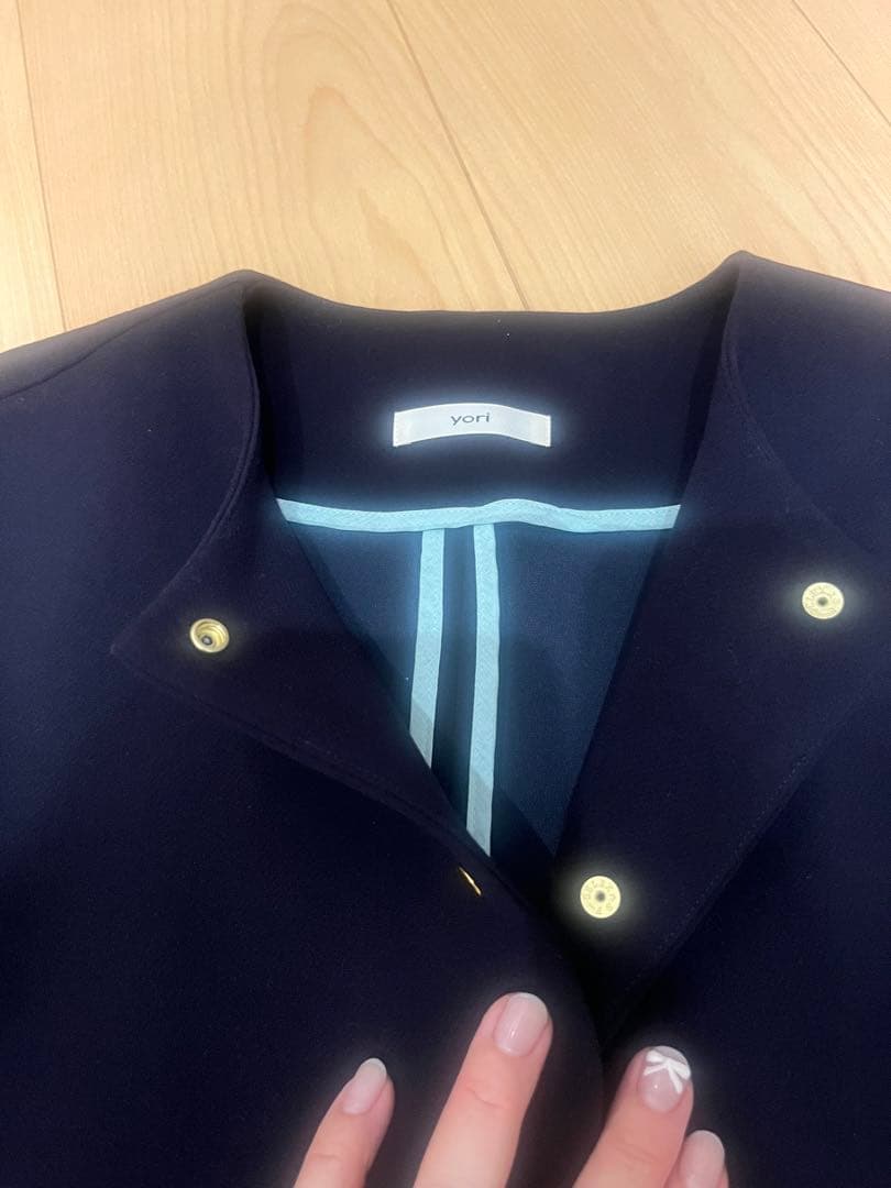 yoriダブルクロスワイドジャケットネイビー