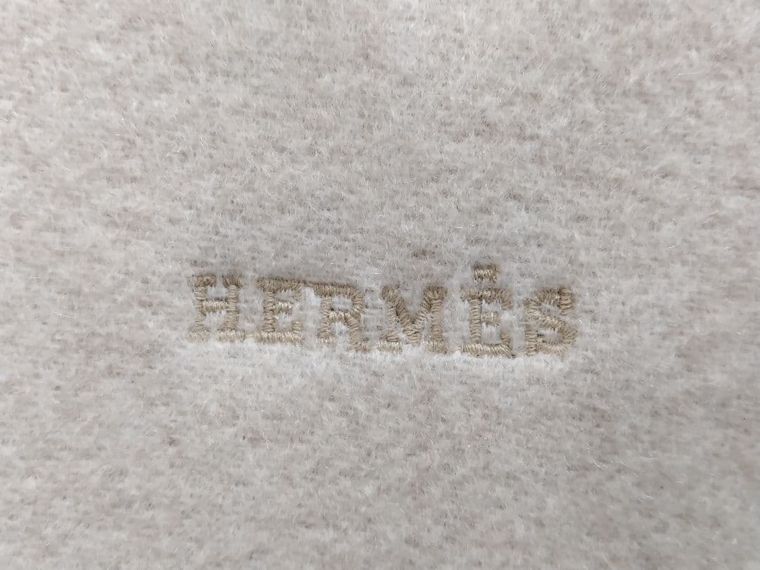 ケ*プ様 HERMES 100%カシミヤ マフラー ベージュ フリンジ付き　エル