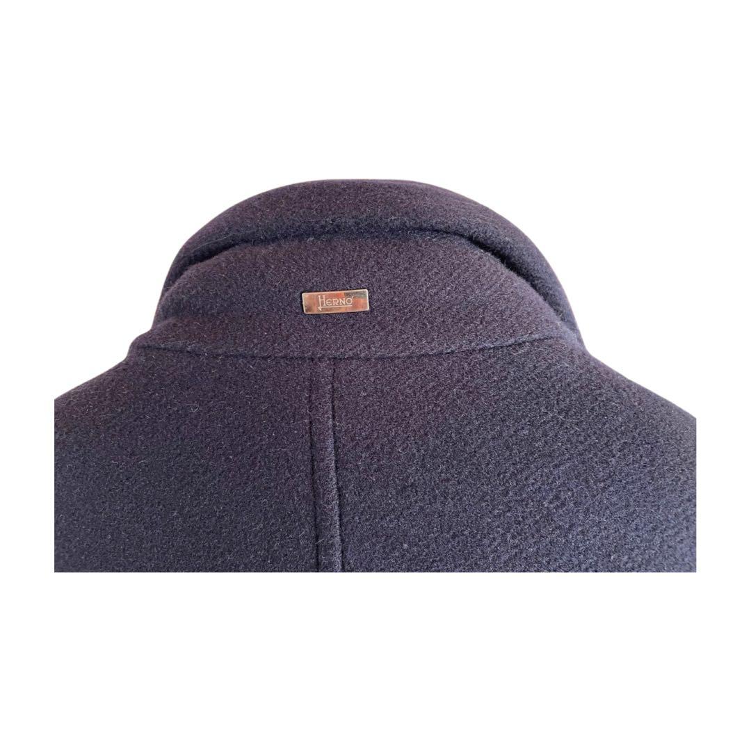 【【HERNO／ヘルノ】ネイビー ウール×ダウン 高級メンズコート（46）