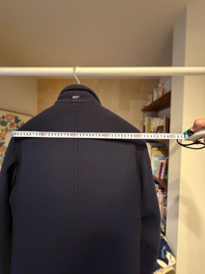 【【HERNO／ヘルノ】ネイビー ウール×ダウン 高級メンズコート（46）