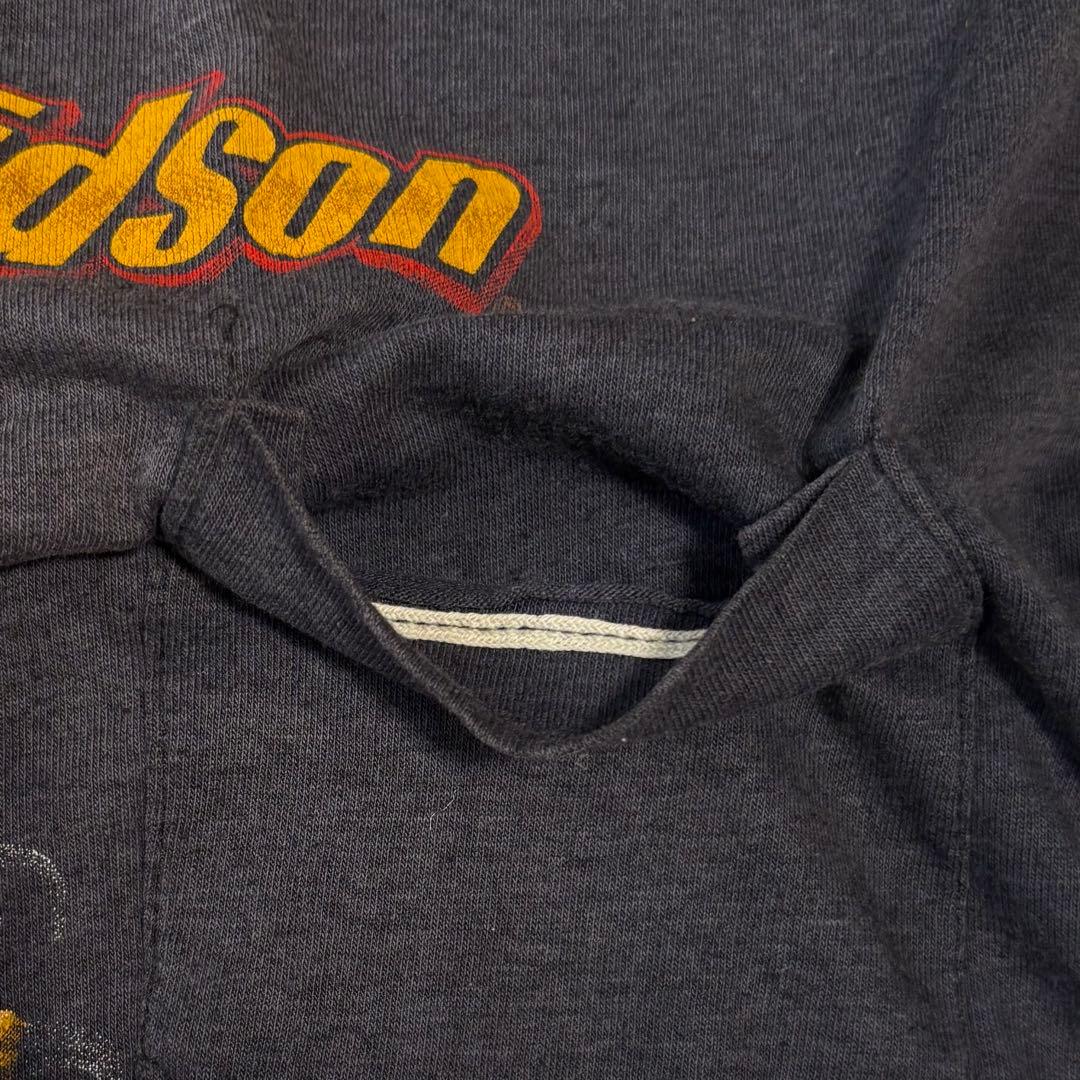 80s古着　ハーレーダビッドソン ノースリーブ　ポケット　両面プリントイーグル