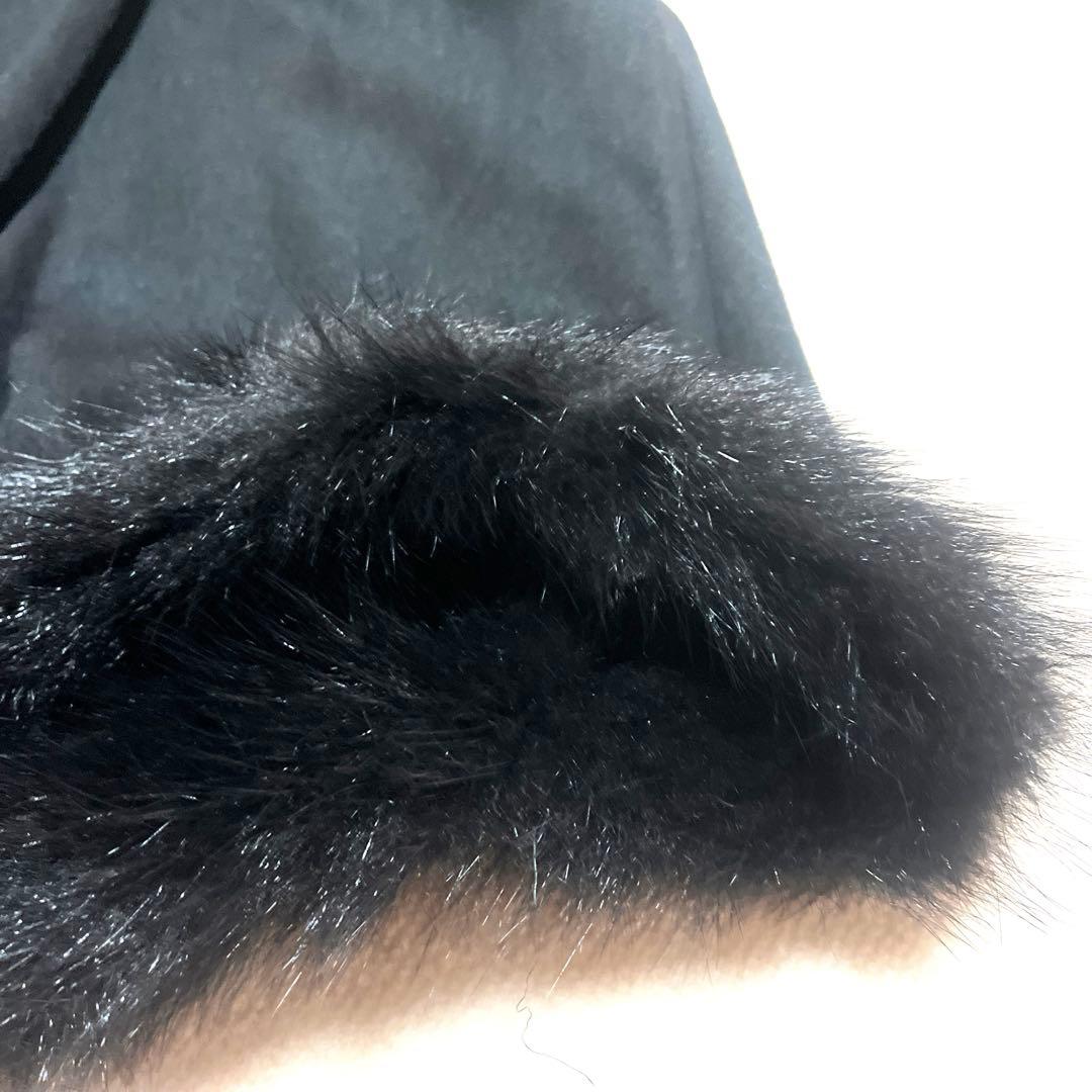 フード付きファーケープコート(ＢＫ)