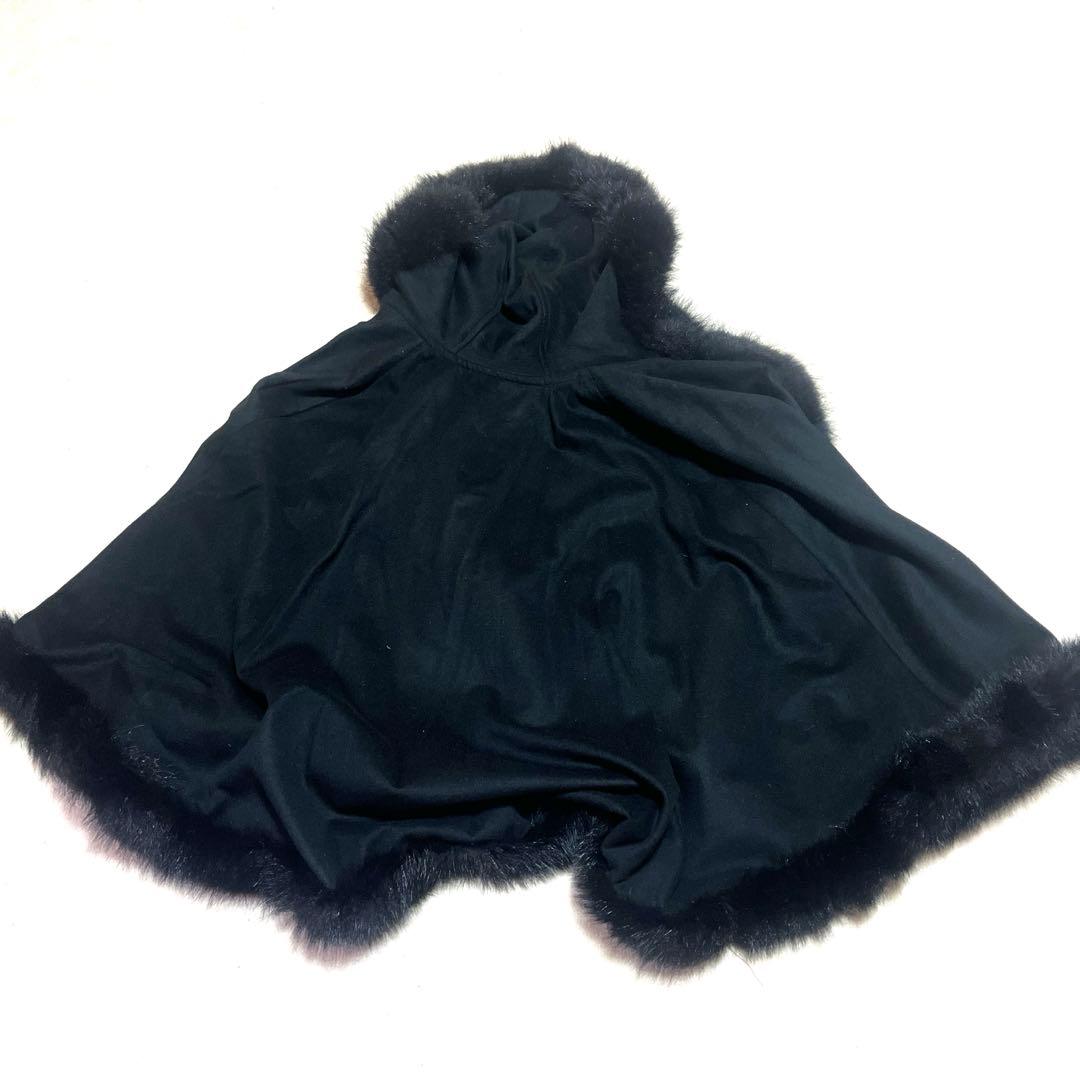 フード付きファーケープコート(ＢＫ)