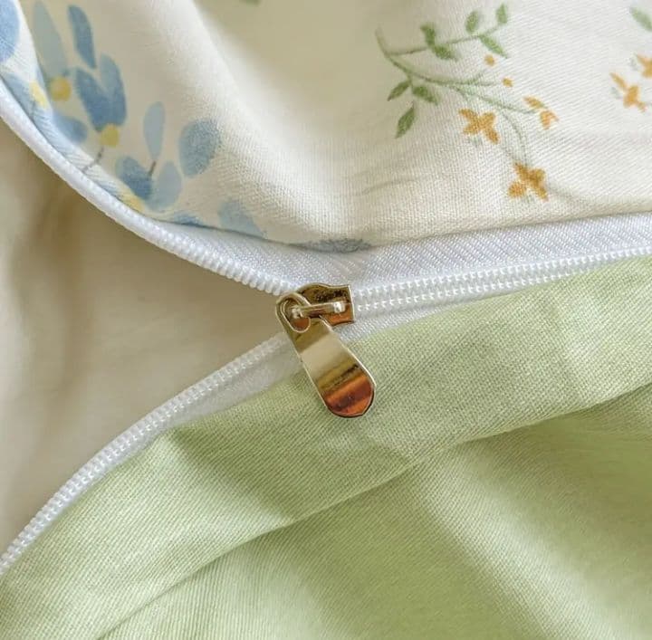 新品★綿100%ブルーすみれ花束とリボンのシングル布団カバーと枕カバー３点セット