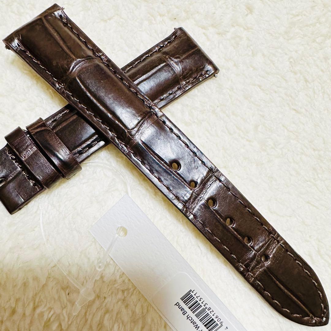 2008#19mm-16mmダークブラウン★ スイス製★本物クロコダイルベルト