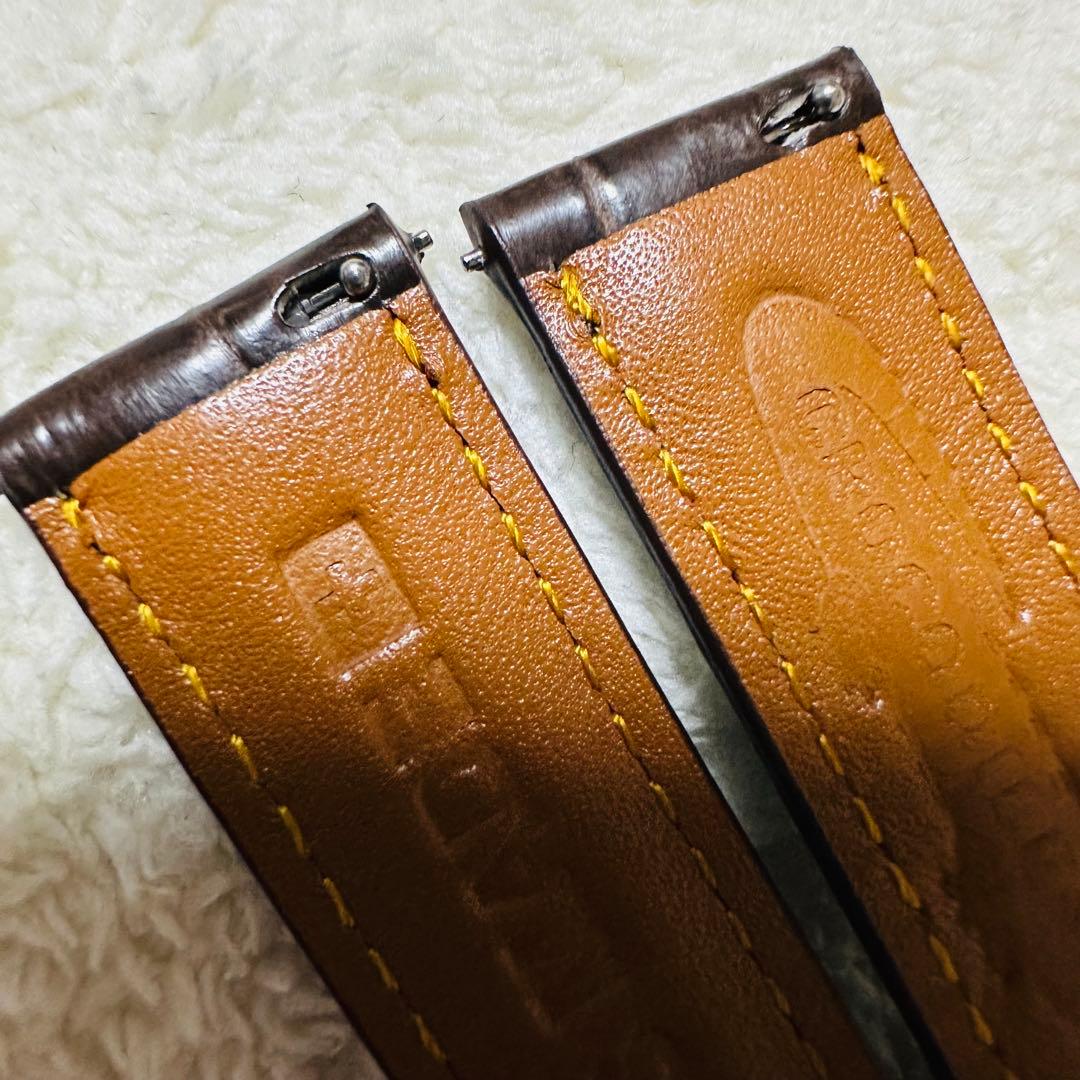 2008#19mm-16mmダークブラウン★ スイス製★本物クロコダイルベルト