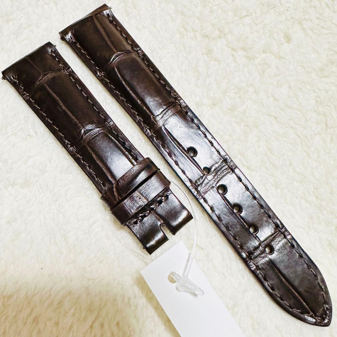 2008#19mm-16mmダークブラウン★ スイス製★本物クロコダイルベルト