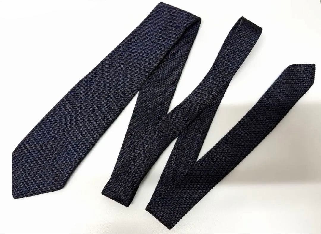 【極美品】KUSKA カスリミックスタイ ネイビー×ブラウン 手織りシルク