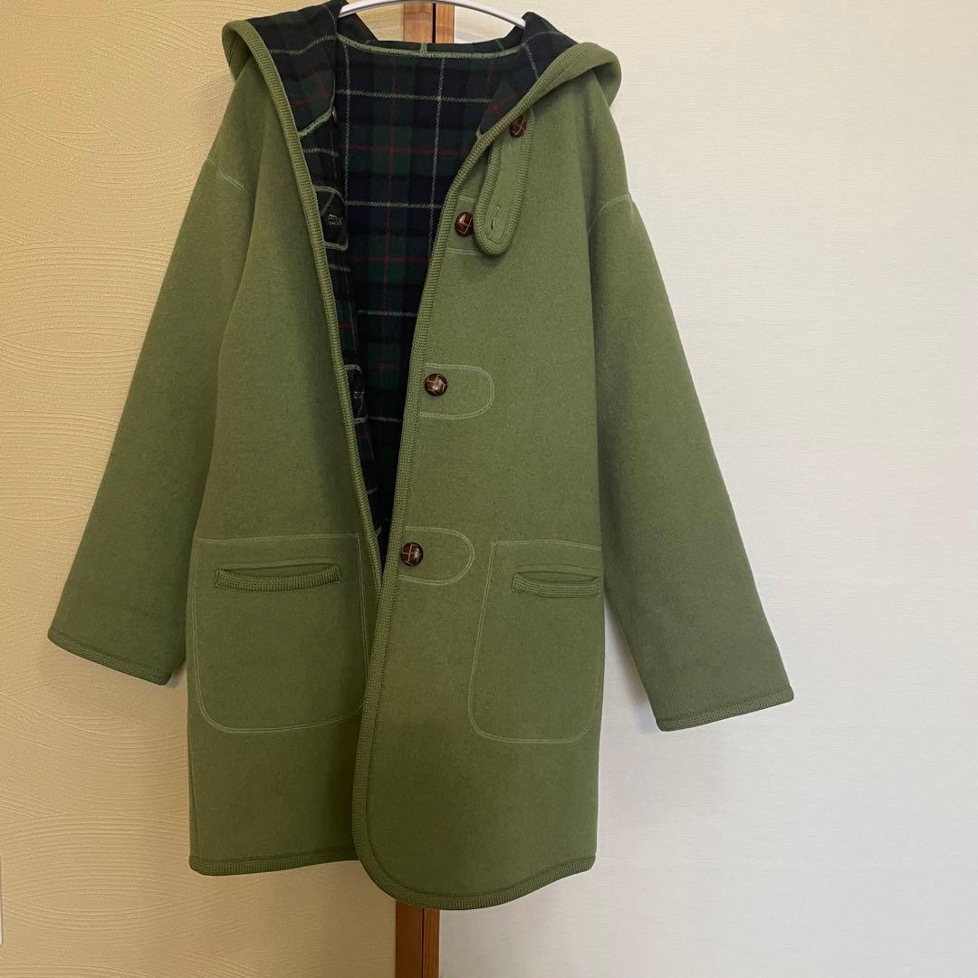 【美品】元町 lebeau チャーミングコート ミディアム　リバーシブル 緑 M