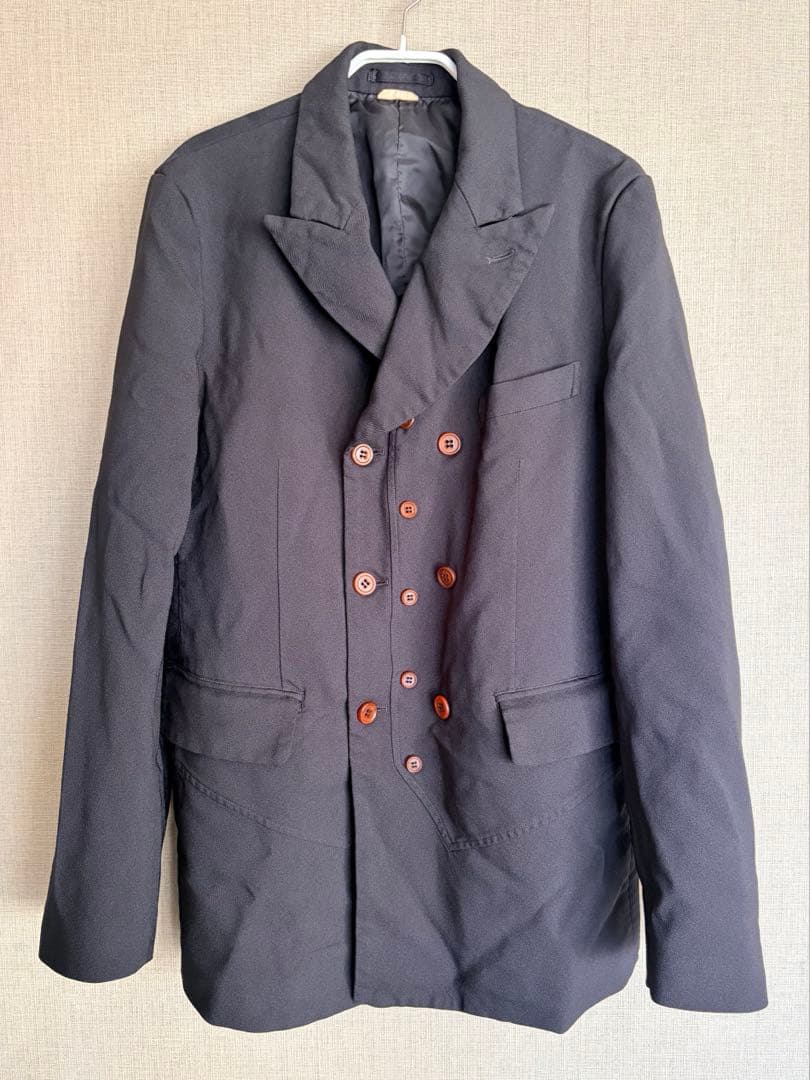 【新品未使用】コムデギャルソンオムドゥ ポリ縮 ダブルジャケット M 黒