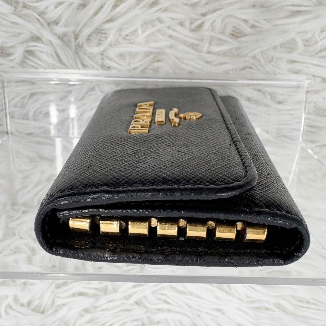 極美品 PRADA プラダ サフィアーノレザー キーケース ブラック 6連