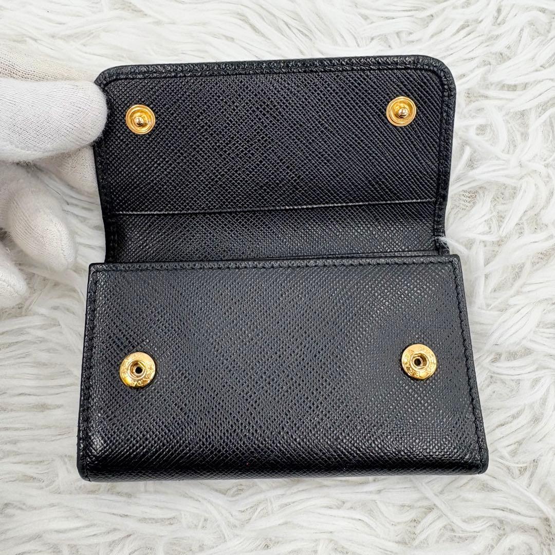 極美品 PRADA プラダ サフィアーノレザー キーケース ブラック 6連