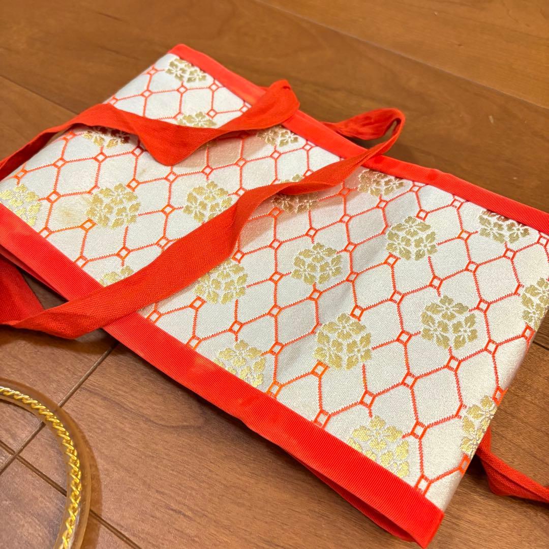 七五三　7歳　着物セット　女の子　オレンジ　グリーン