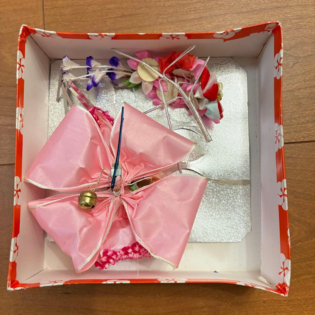 七五三　7歳　着物セット　女の子　オレンジ　グリーン