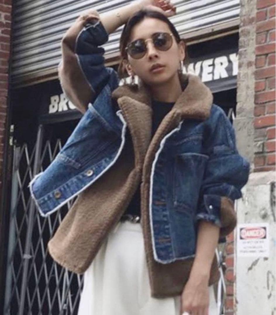 ジャケット・アウター AMERI MOUTON LAYERED DENIM JACKET