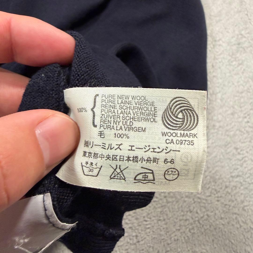 ジョンスメドレー　ネイビー　ニットシャツ　Lサイズ　ウール　カーディガン