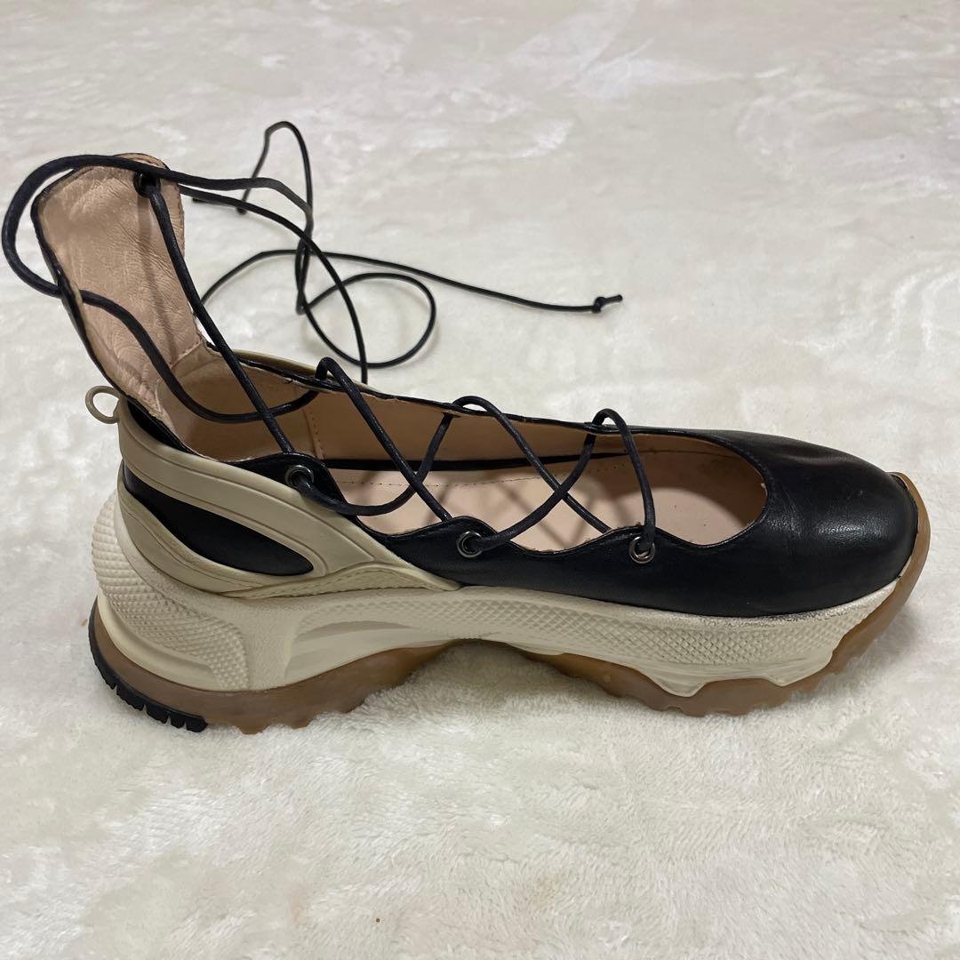 foundrymewsブラックレザー レースアップシューズ