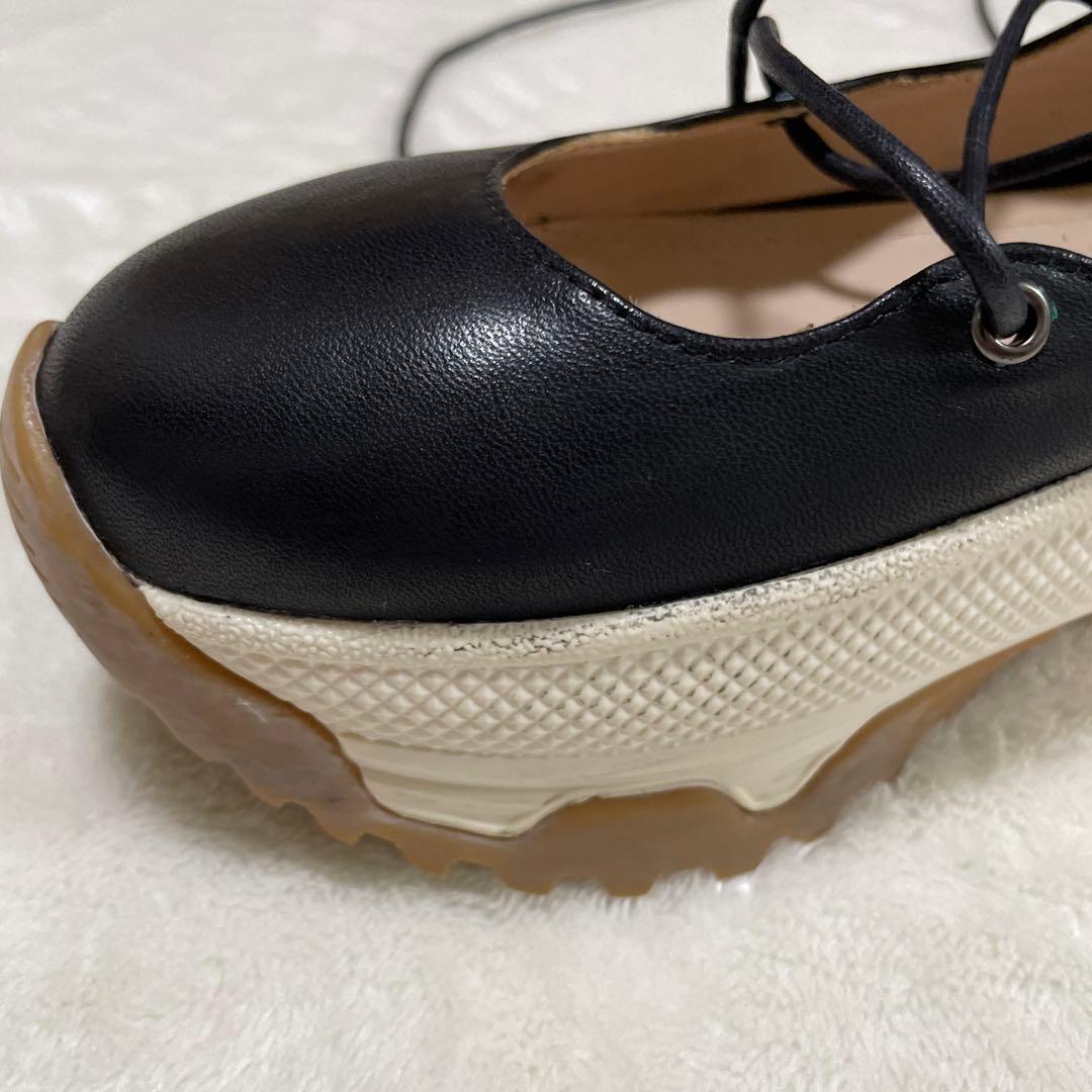 foundrymewsブラックレザー レースアップシューズ