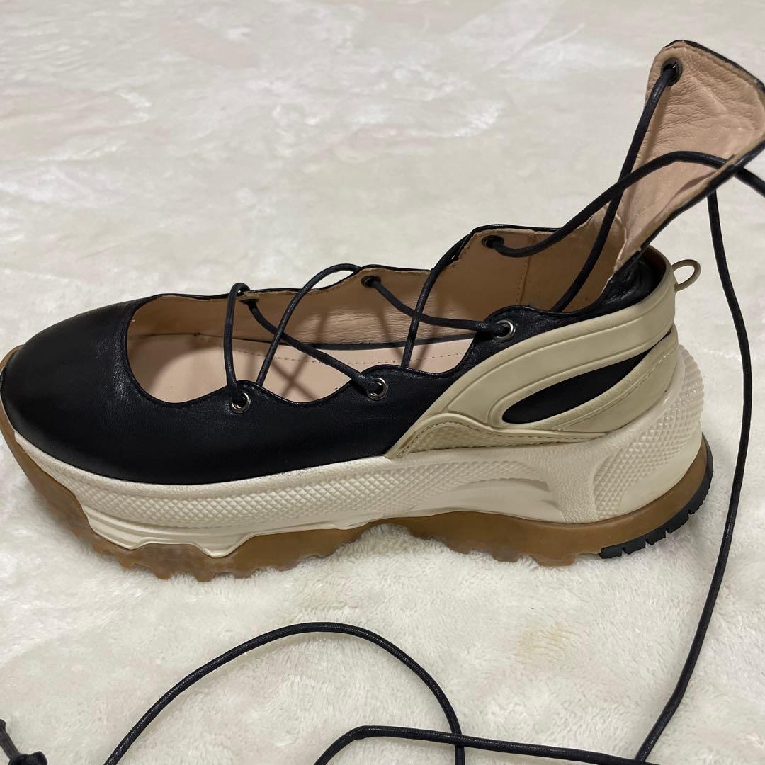 foundrymewsブラックレザー レースアップシューズ