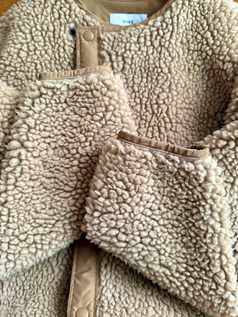 HYKE ベージュ ボア ロングコート サイズ2