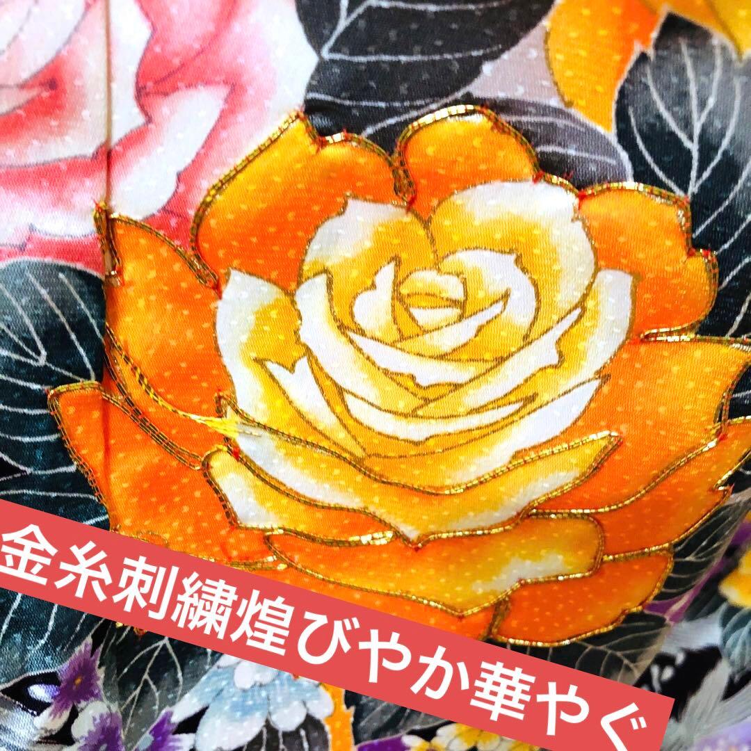 七五三 女子着物 7歳薔薇煌びやか際立つ‼️豪華絢爛薔薇刺繍金彩金箔完全フルセット