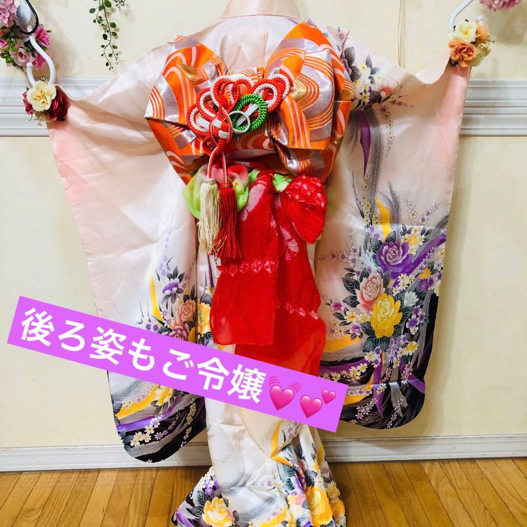 七五三 女子着物 7歳薔薇煌びやか際立つ‼️豪華絢爛薔薇刺繍金彩金箔完全フルセット