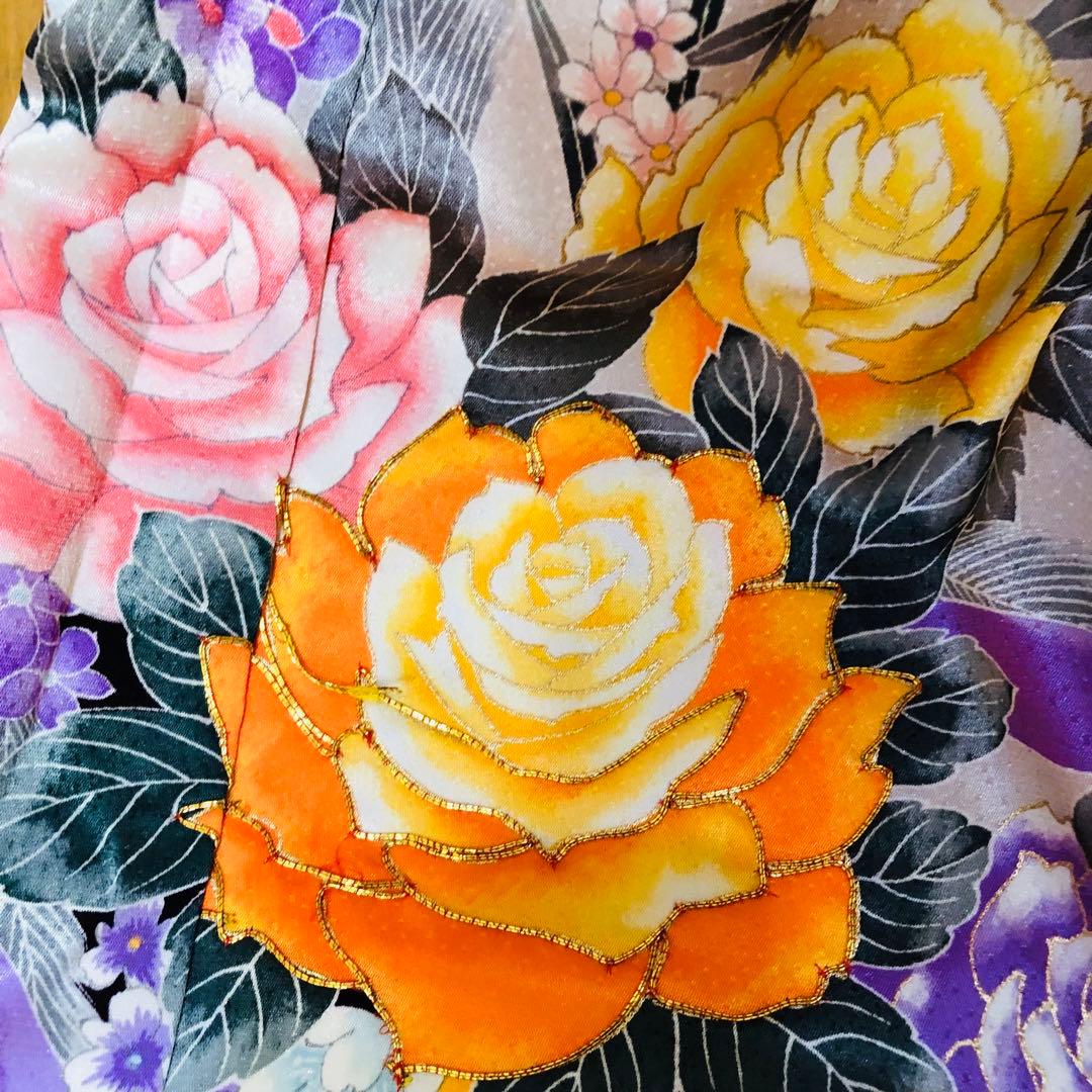 七五三 女子着物 7歳薔薇煌びやか際立つ‼️豪華絢爛薔薇刺繍金彩金箔完全フルセット
