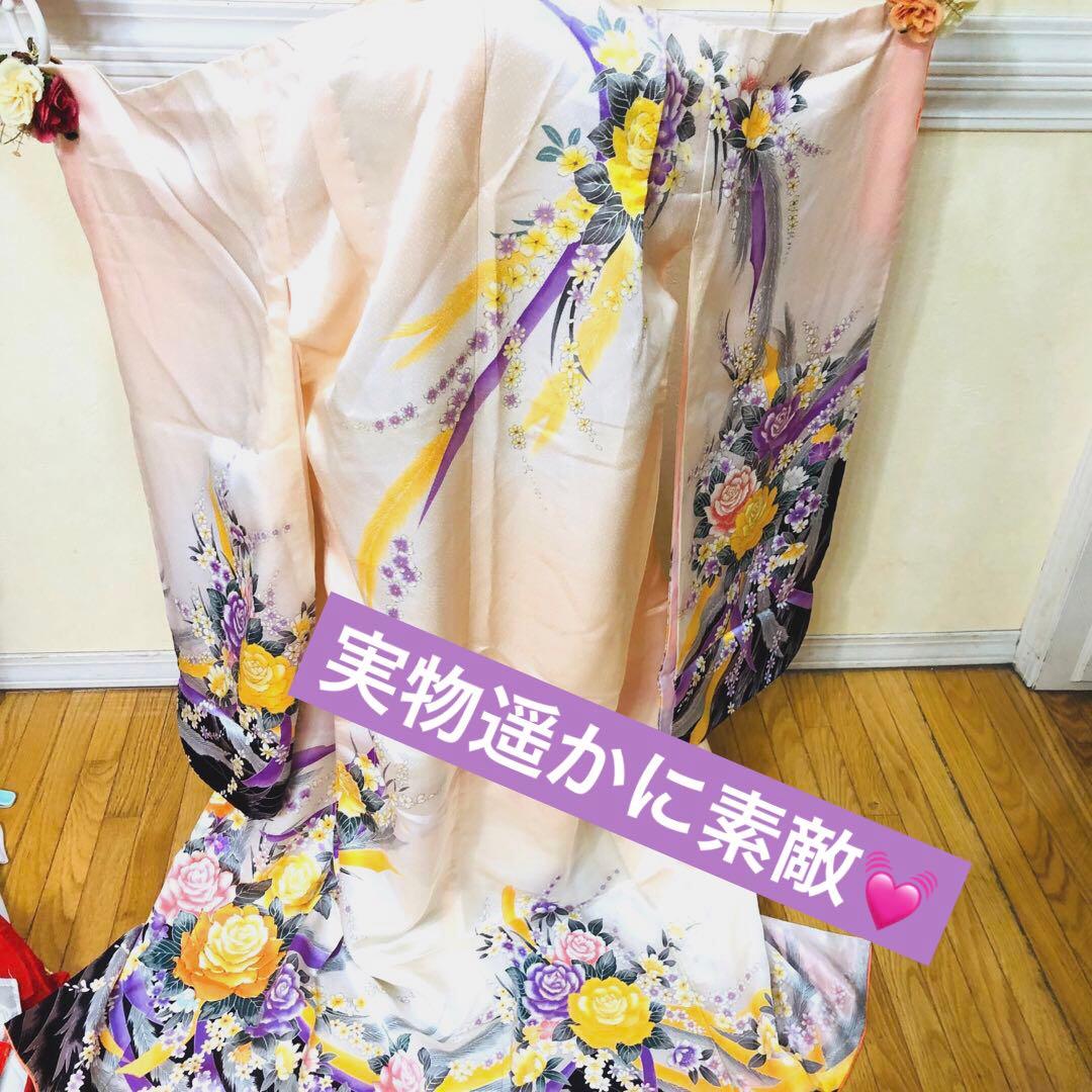 七五三 女子着物 7歳薔薇煌びやか際立つ‼️豪華絢爛薔薇刺繍金彩金箔完全フルセット