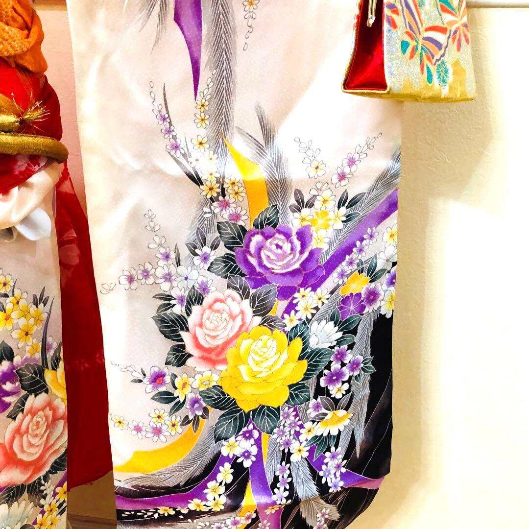 七五三 女子着物 7歳薔薇煌びやか際立つ‼️豪華絢爛薔薇刺繍金彩金箔完全フルセット