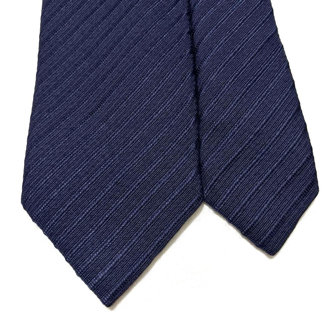 Brioni ブリオーニ　ネクタイ　濃紺ネイビー　無地ソリッド　肉厚　美品
