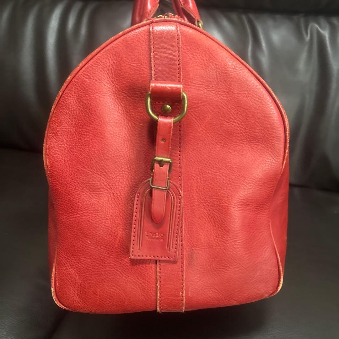 【polo ralph lauren】レザー ボストンバッグ レッド