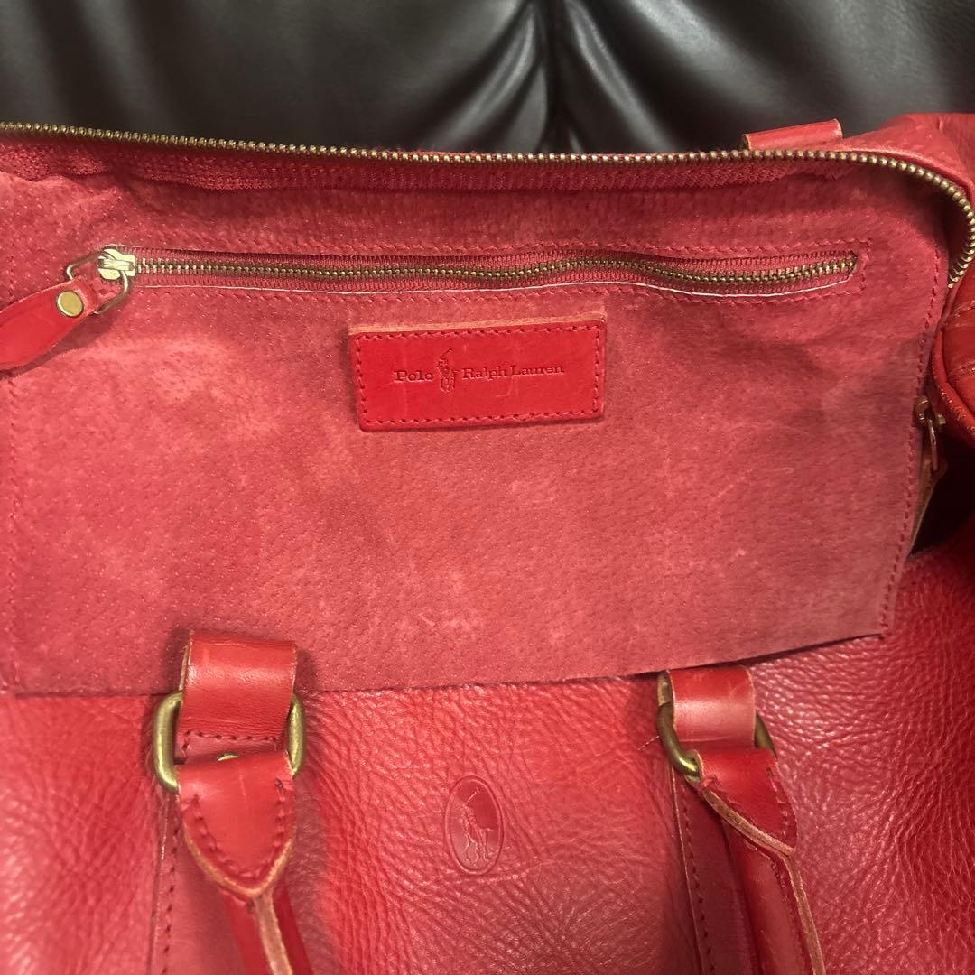 【polo ralph lauren】レザー ボストンバッグ レッド