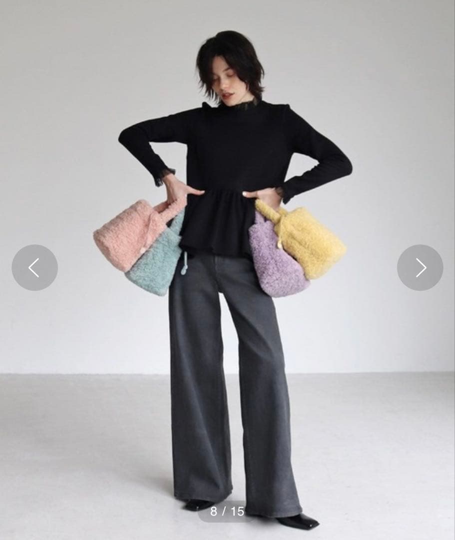 ツルバイマリコオイカワ Queenie ボンディングペピラムトップス free