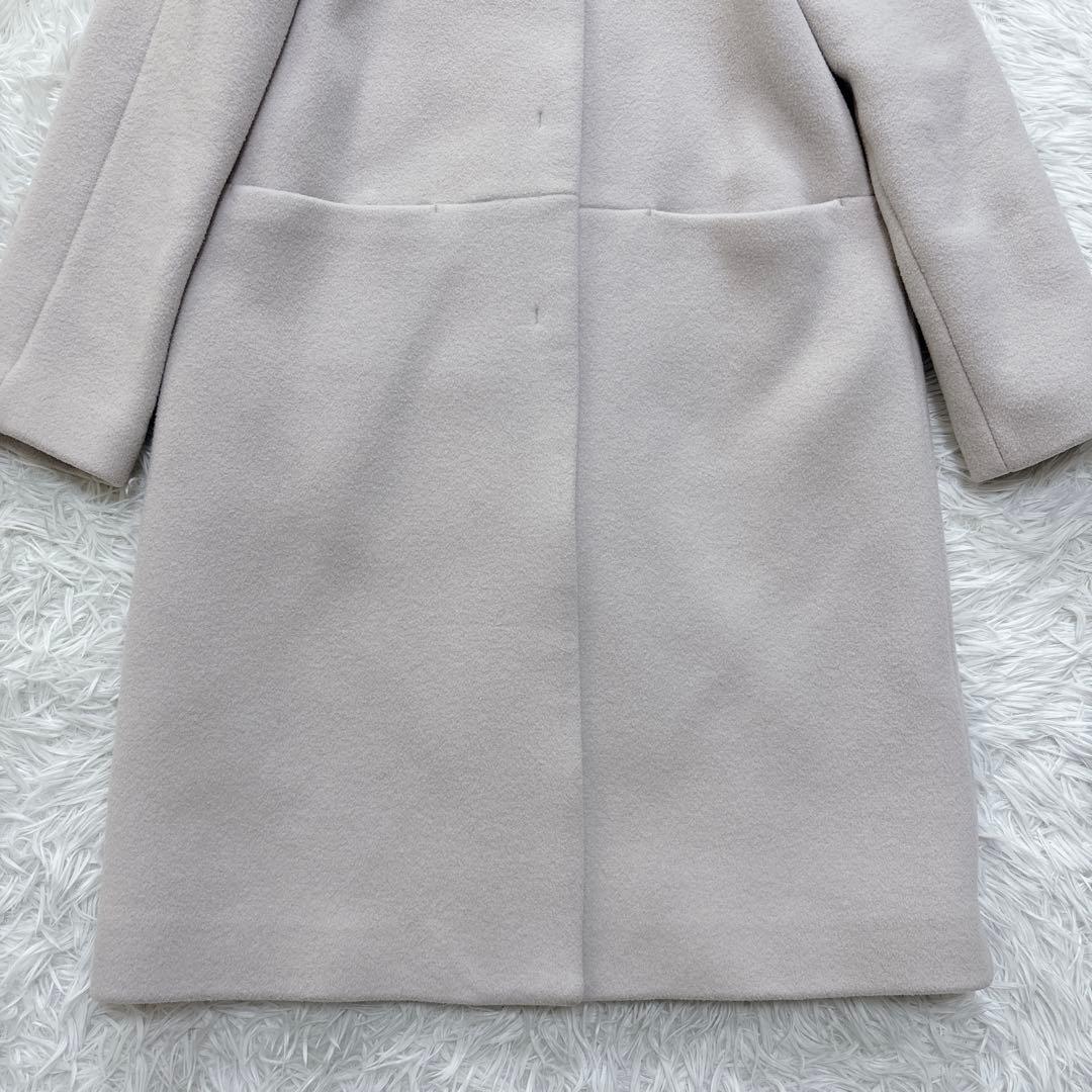 ANAYI アナイ ダブルビーバー クルーコート ノーカラー カシミヤ混 ピンク